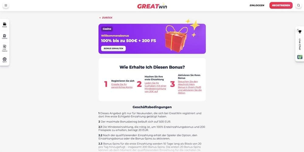 Greatwin Casino Bonus