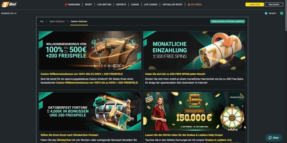 1Bet Casino Aktionen