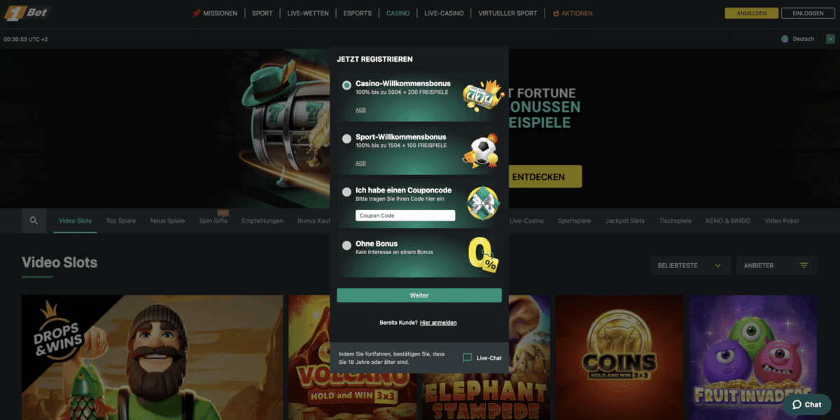 1Bet Casino Registrieren