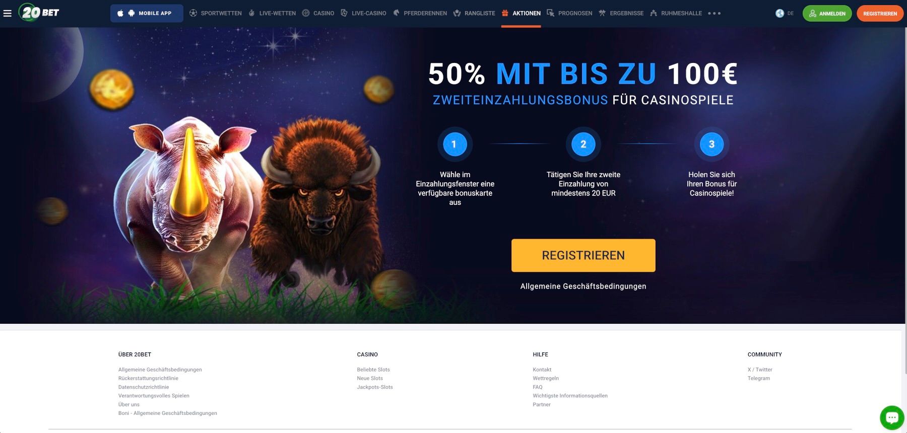 20Bet Casino Bonus zweite Einzahlung