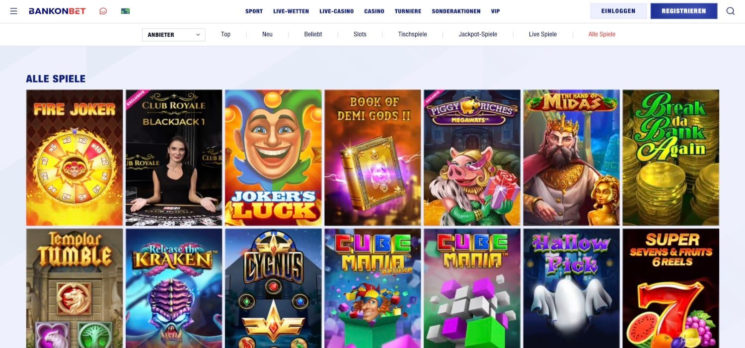 Bankonbet Casino alle Spiele