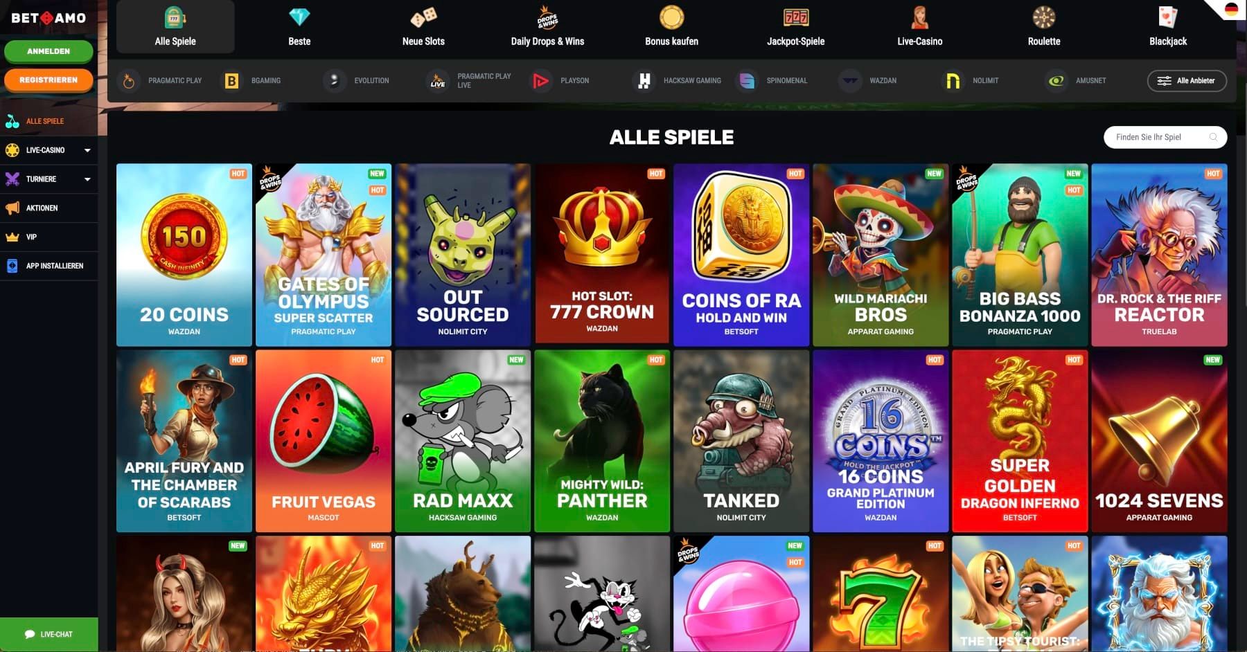 Betamo Casino Alle Spiele