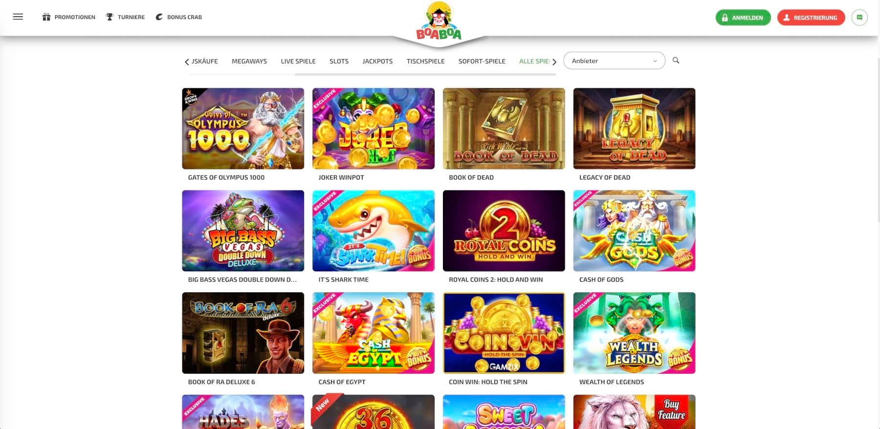 BoaBoa Casino Alle Spiele