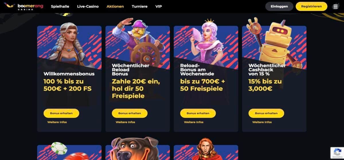 Boomerang Casino Aktionen