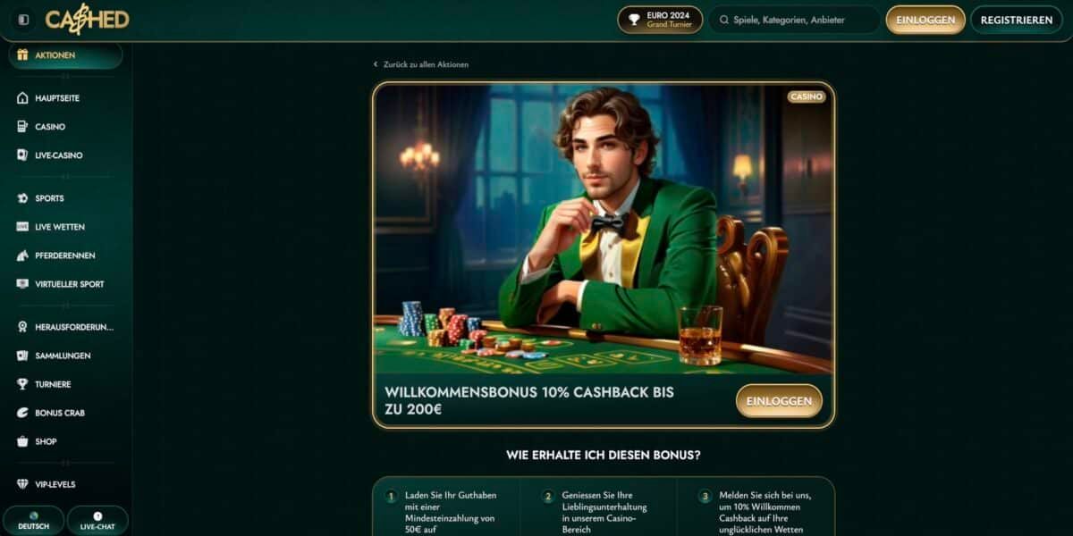 Cashed Casino Optionaler Willkommensbonus