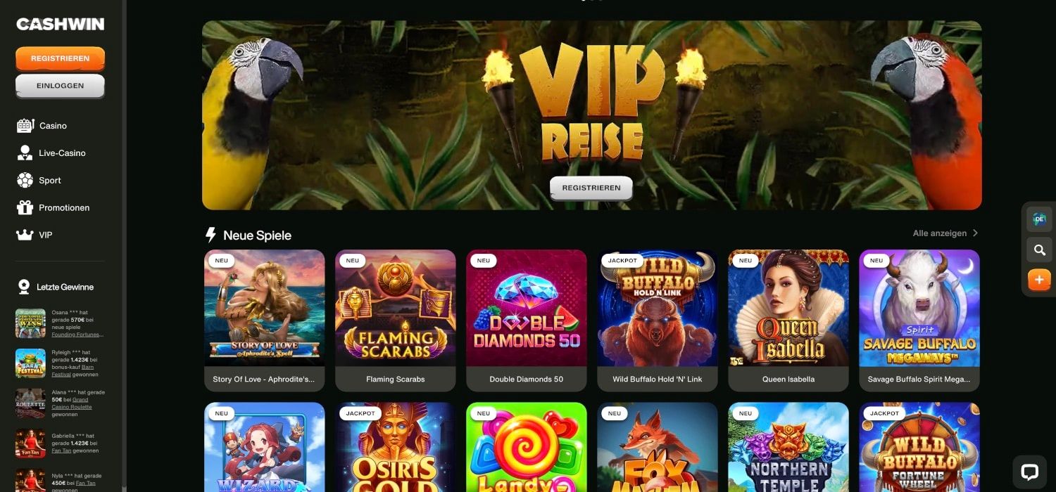 Cashwin Casino Lobby