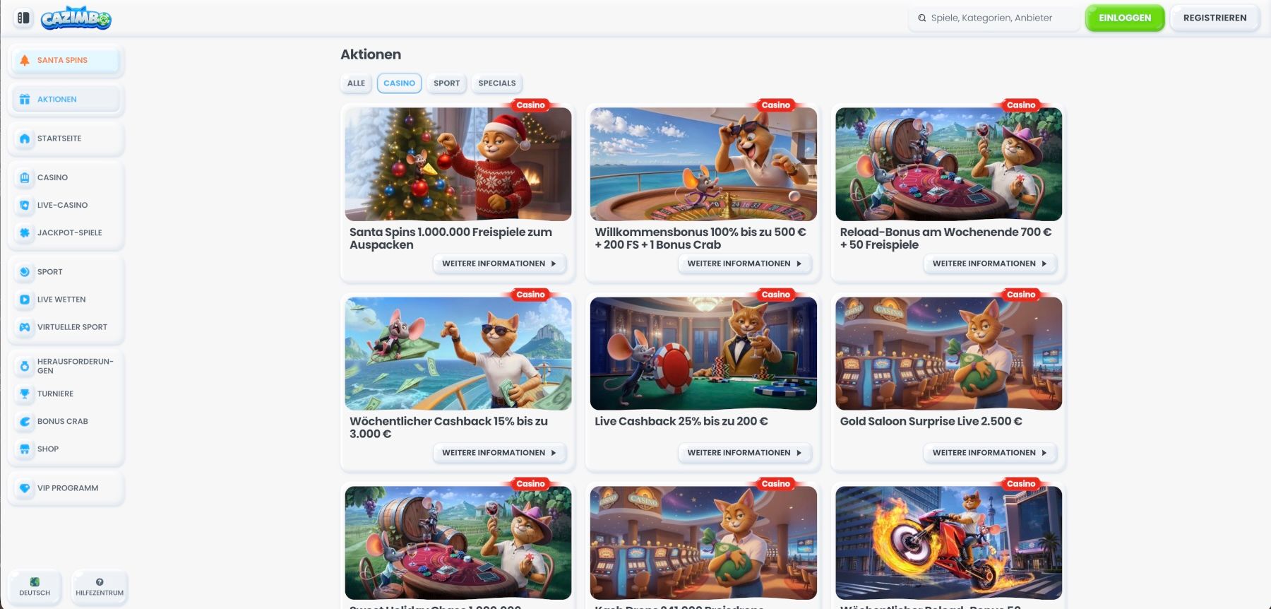 Cazimbo Casino Aktionen