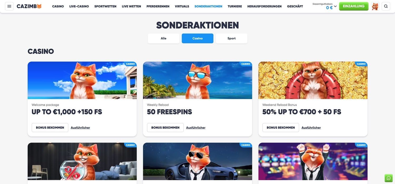 Cazimbo Casino Aktionen