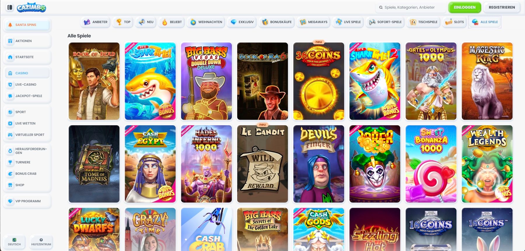 Cazimbo Casino Alle Spiele