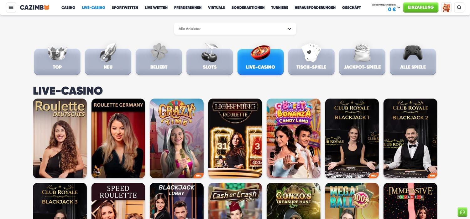 Cazimbo Casino Livespiele