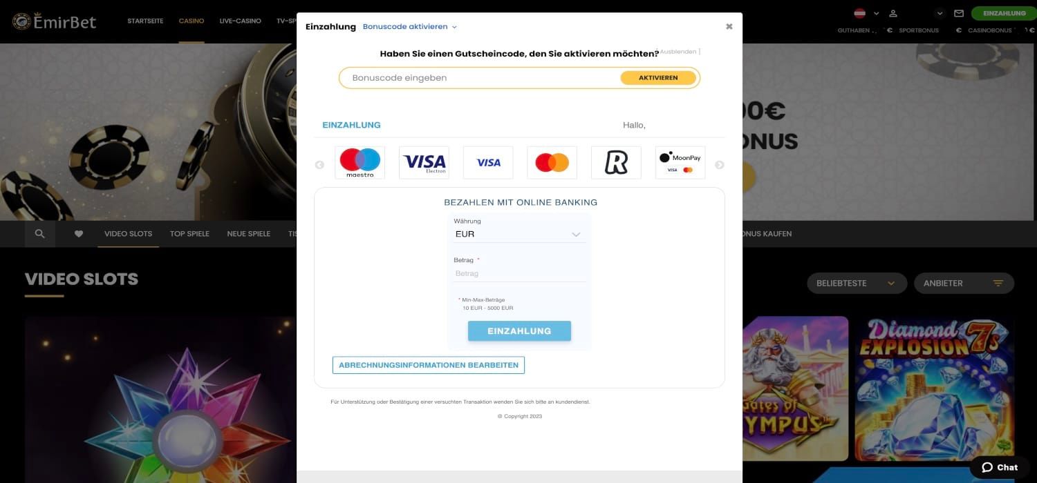 EmirBet Casino Einzahlen