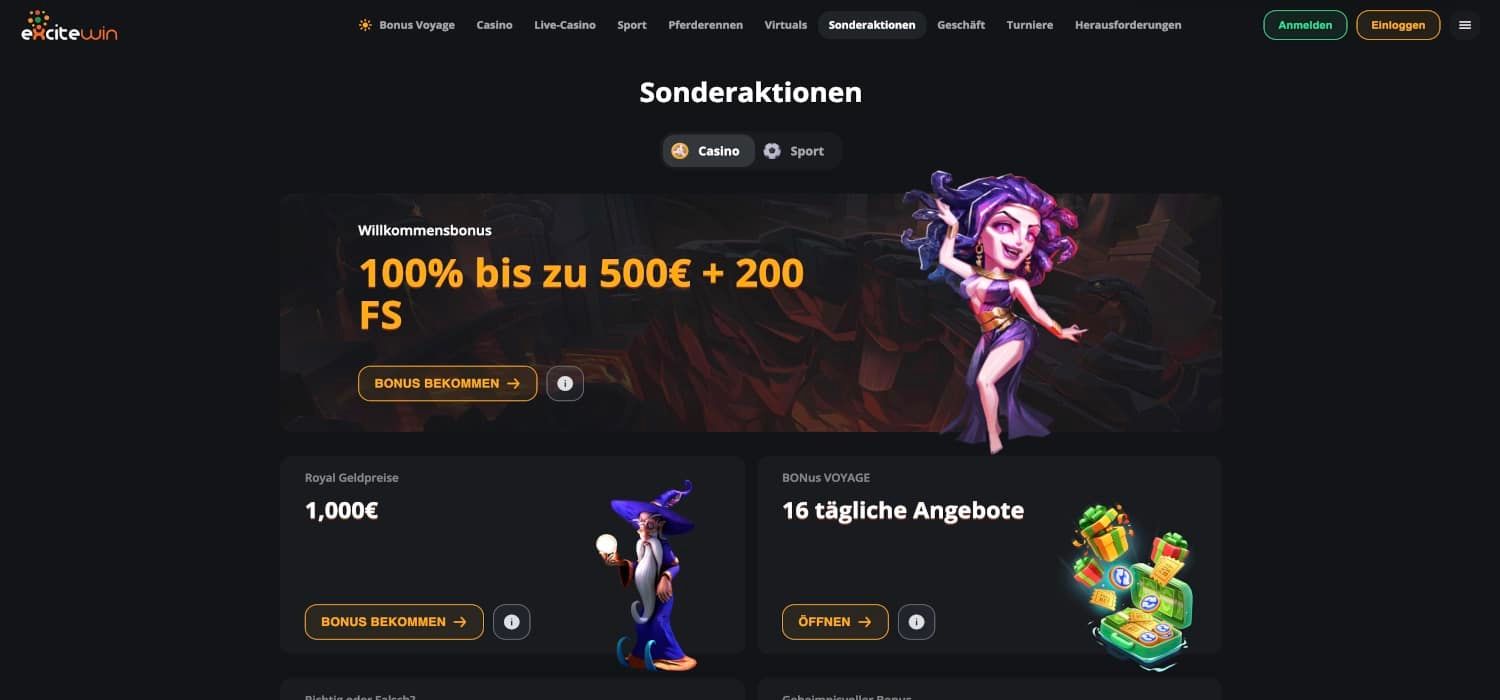 Excitewin Casino Bonus Aktionen