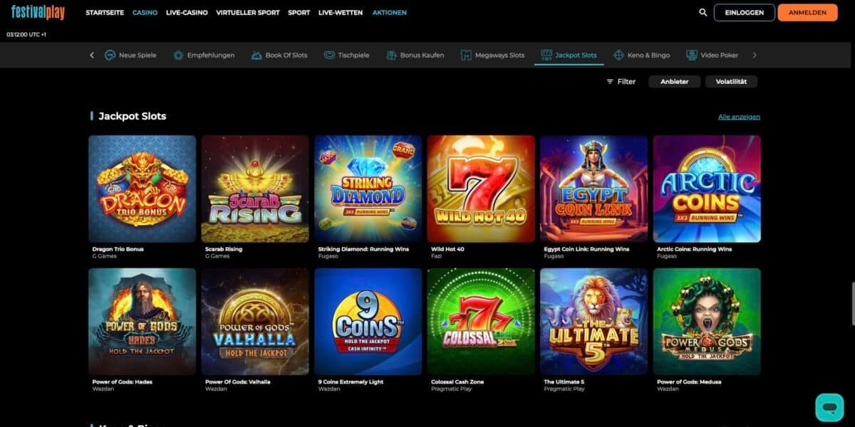 FestivalPlay Casino Jackpots