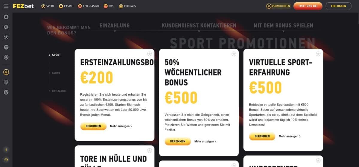 FEZbet Casino Bonus Aktionen