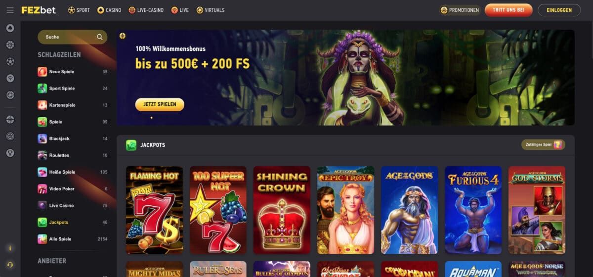 FEZbet Casino Jackpots