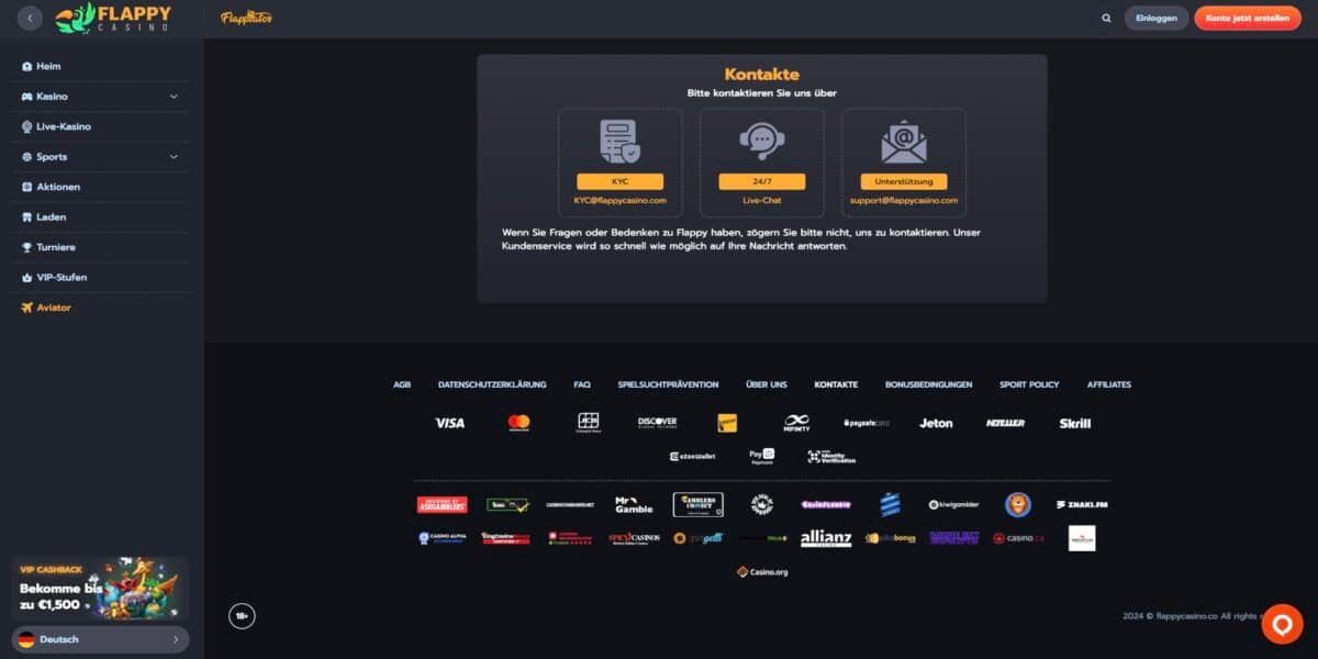 Flappy Casino Kontakt