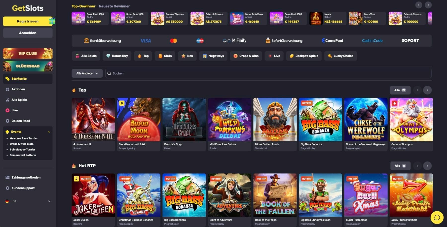 GetSlots Casino Lobby