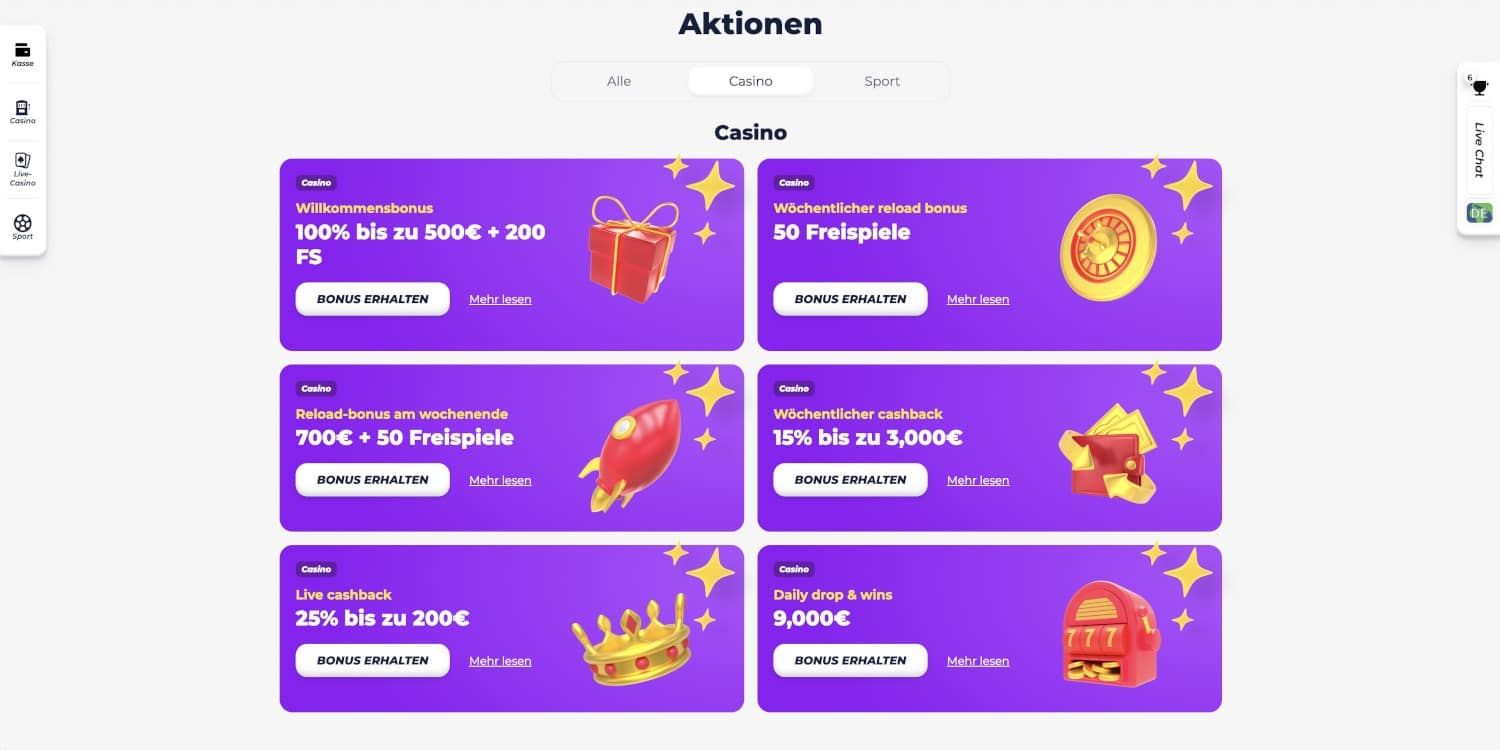 Greatwin Casino Aktionen