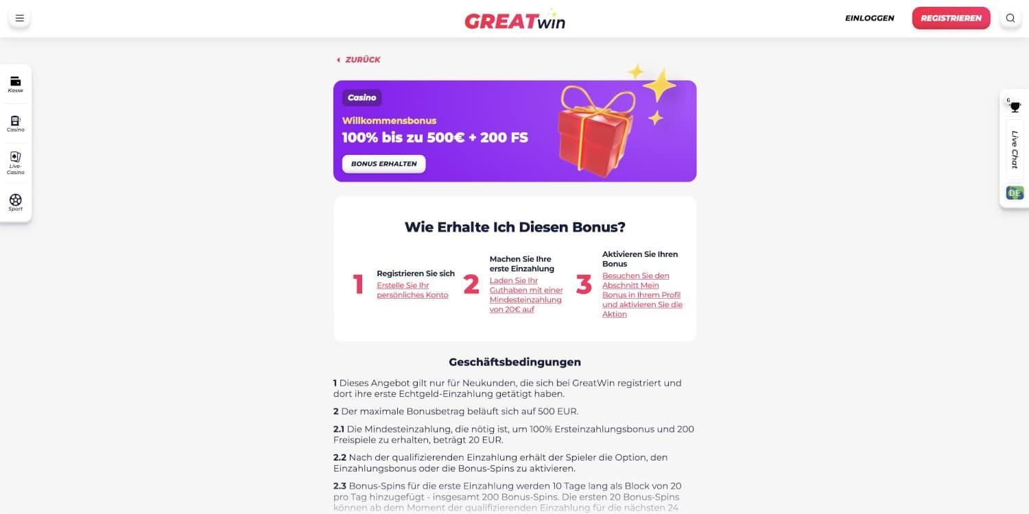Greatwin Casino Bonus