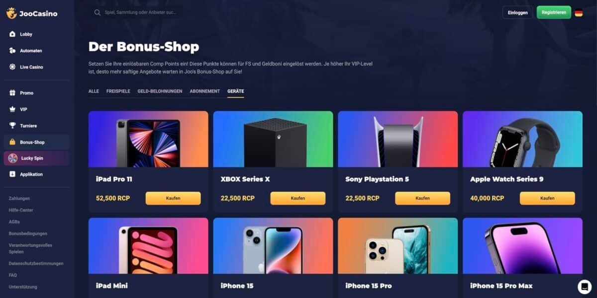 Joo Casino Bonus Shop