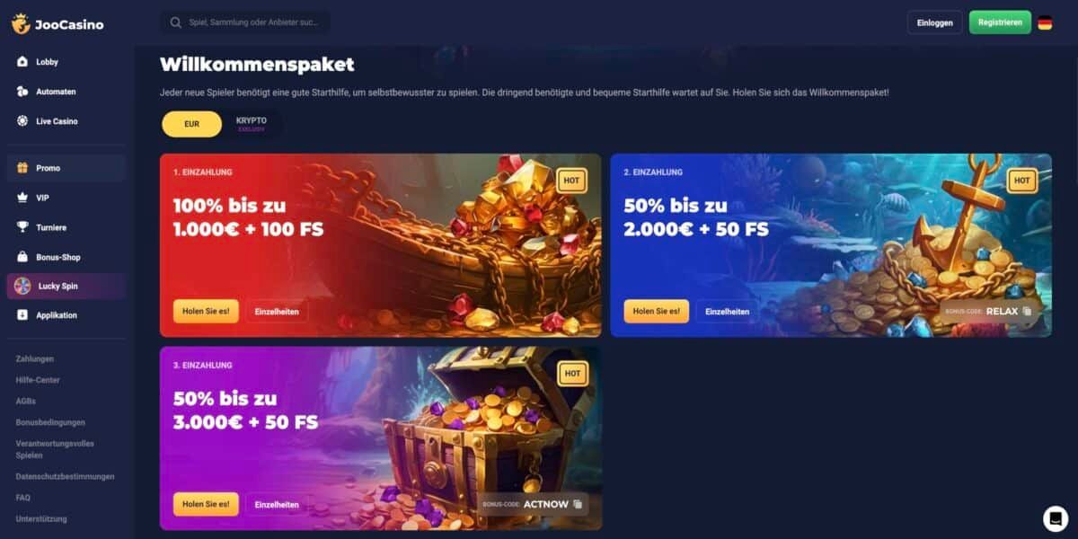 Joo Casino Willkommenspaket