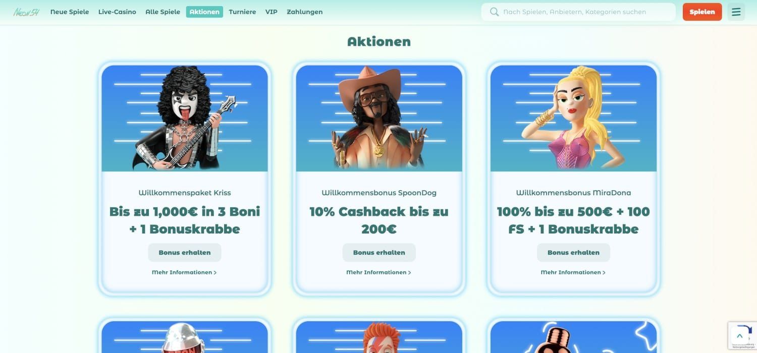Neon54 Casino Aktionen