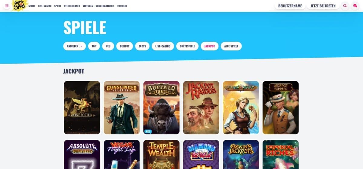 OhMySpins Casino Jackpots