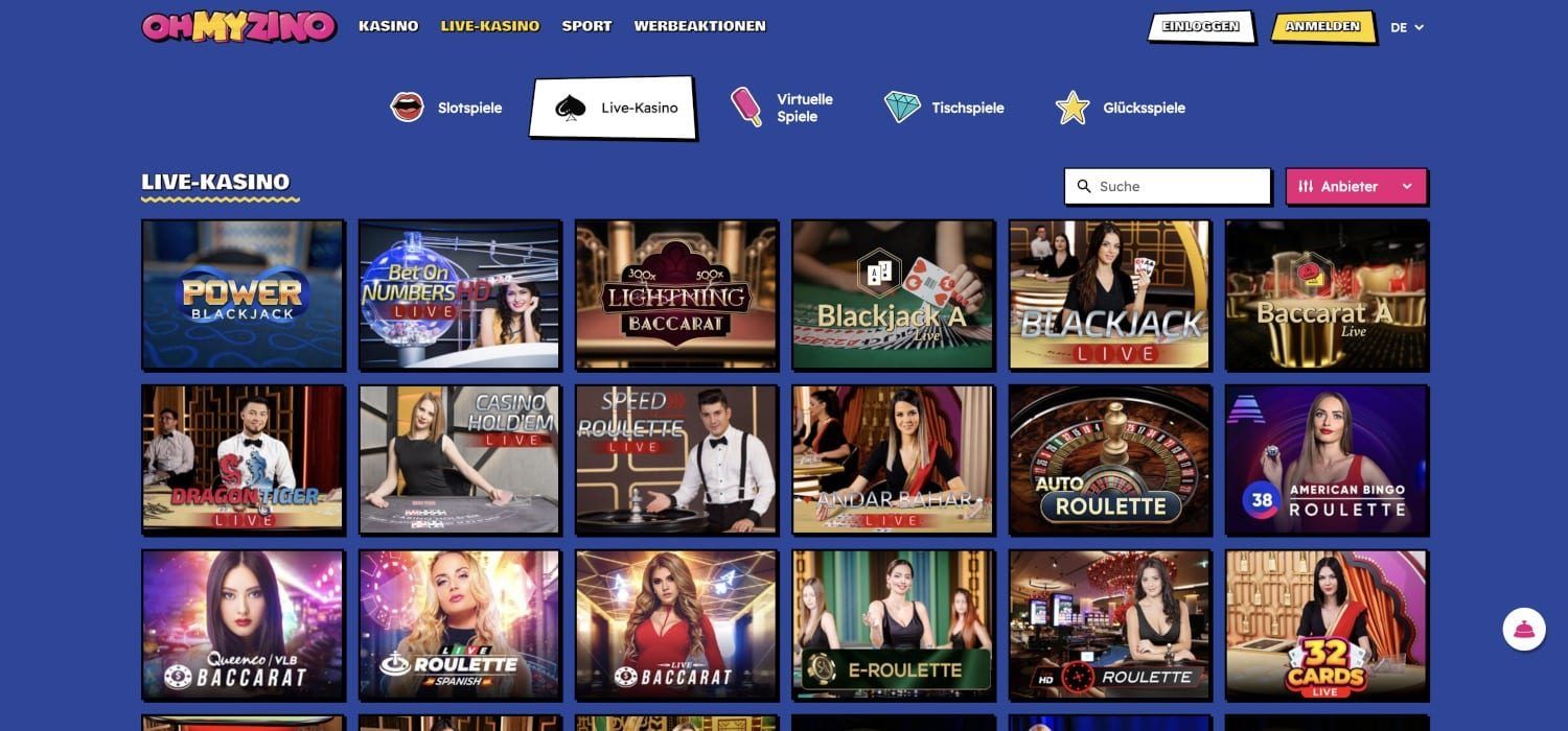 OhMyZino Casino Livespiele