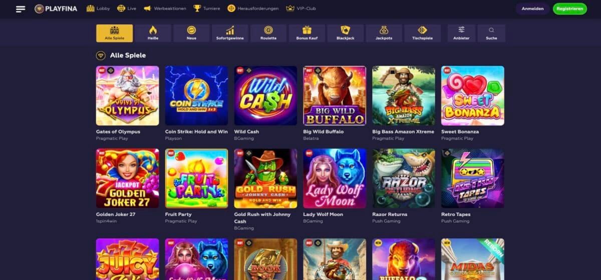 Playfina Casino Alle Spiele