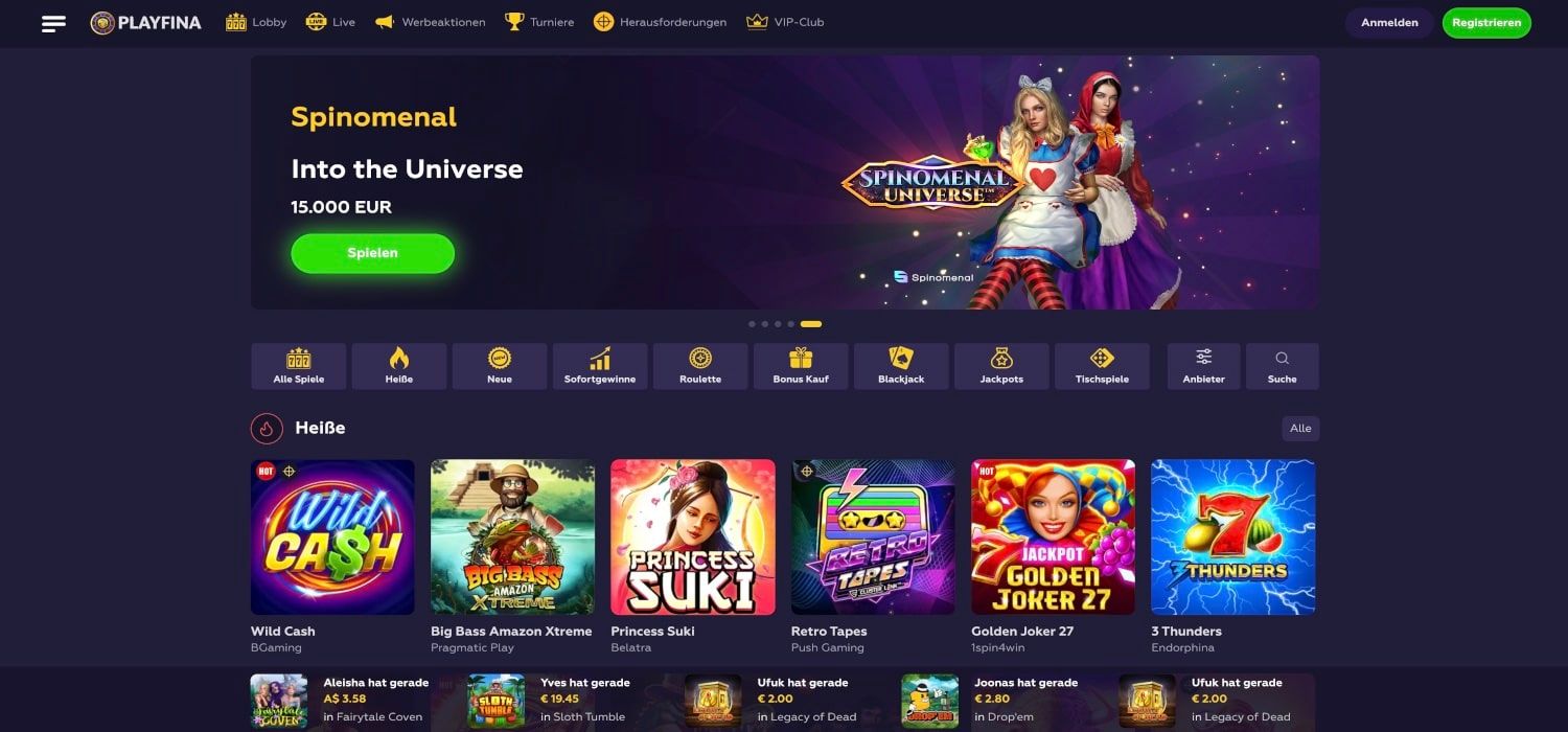 Playfina Casino Lobby