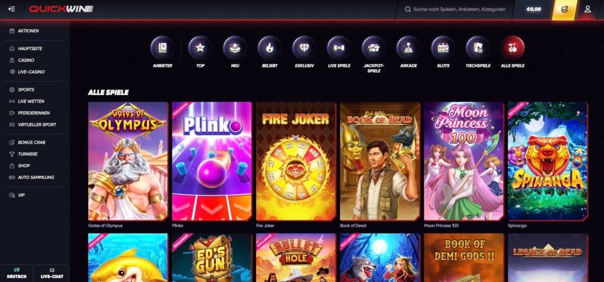 QuickWin Casino Alle Spiele