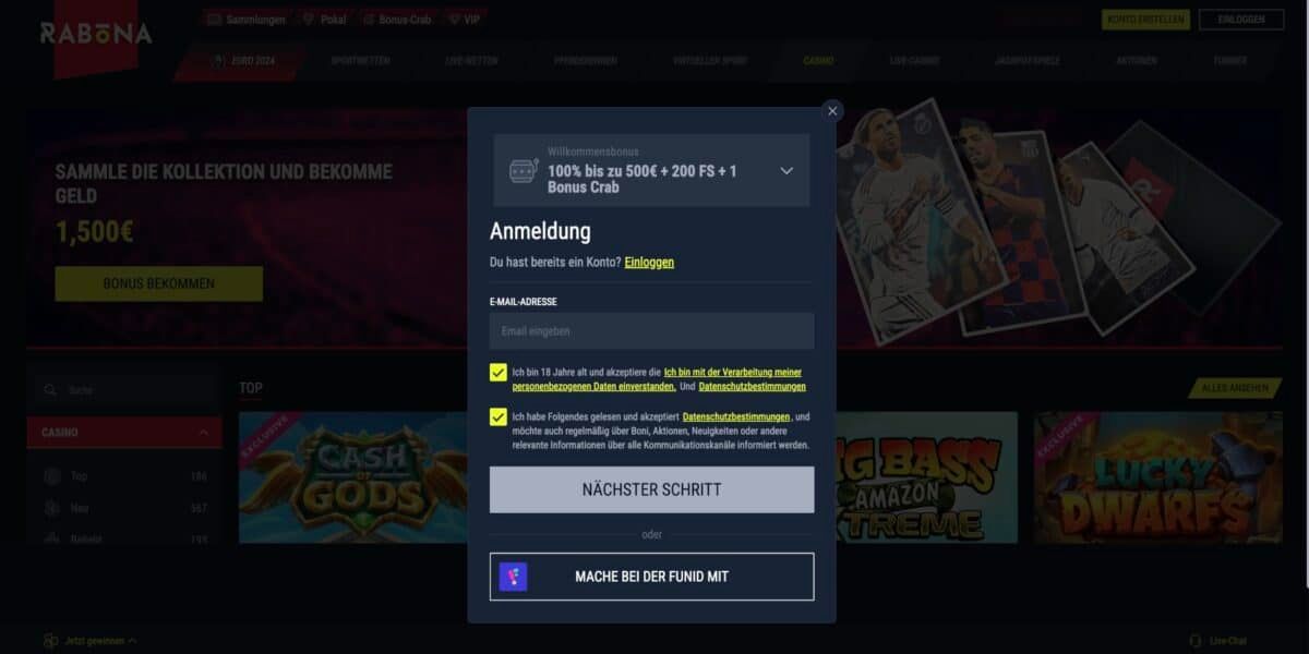 Rabona Casino Registrieren