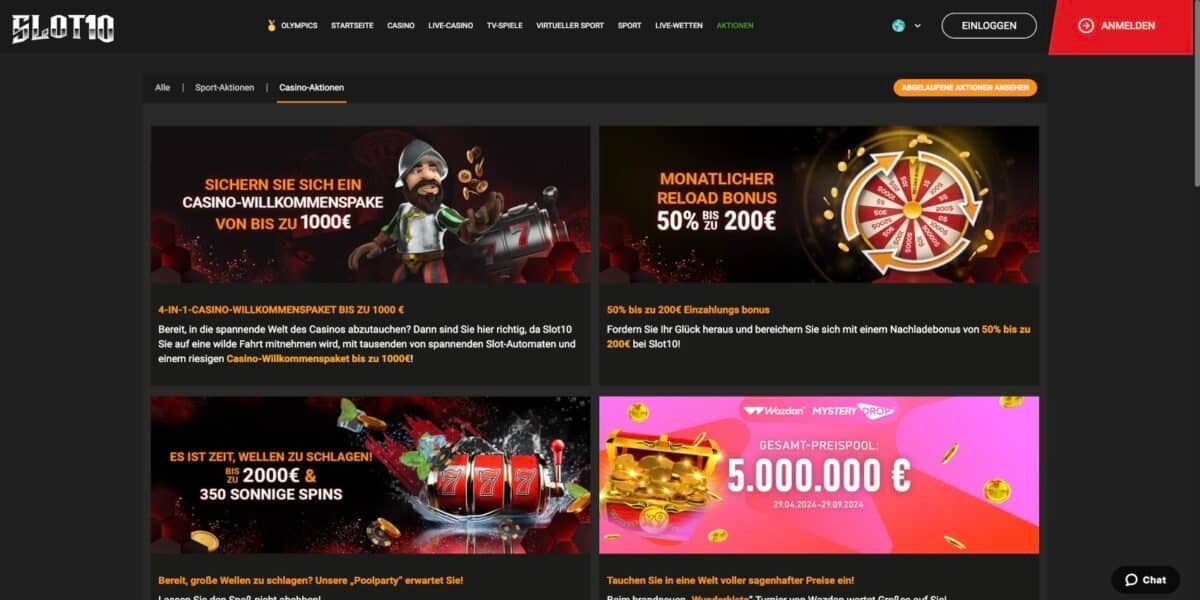 Slot10 Casino Aktionen