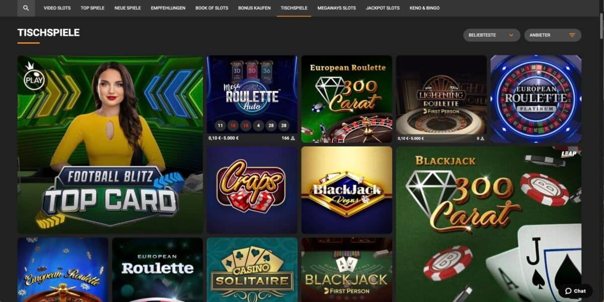 Slot10 Casino Tischspiele