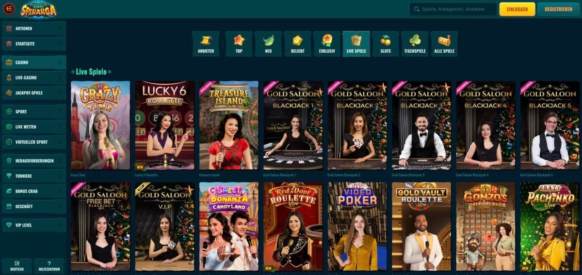 Spinanga Casino Livespiele
