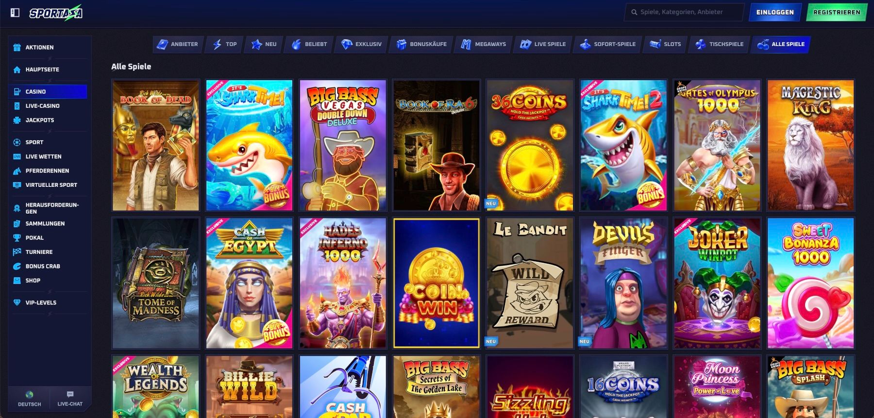 Sportaza Casino Alle Spiele