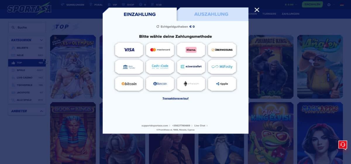 Sportaza Casino Zahlungen