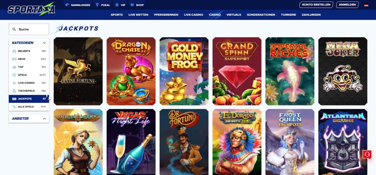 Sportaza Casino Jackpots