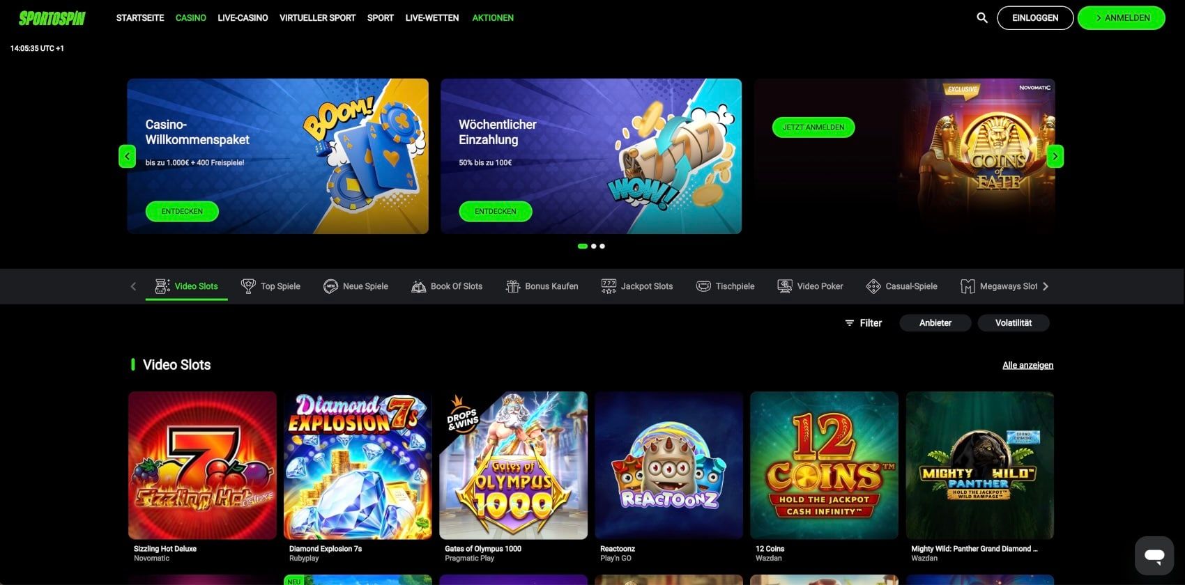 Sportospin Casino Lobby