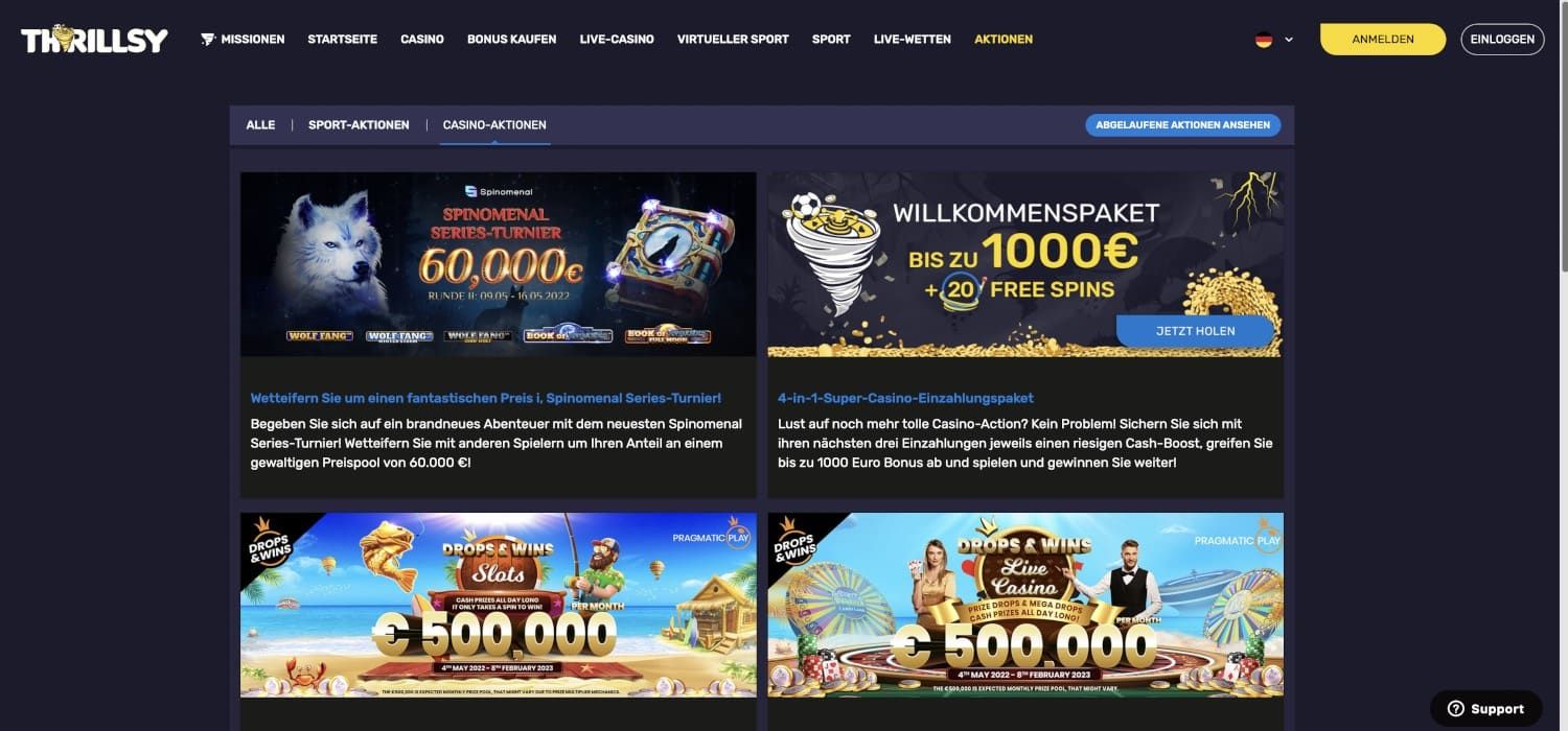 Thrillsy Casino Aktionen
