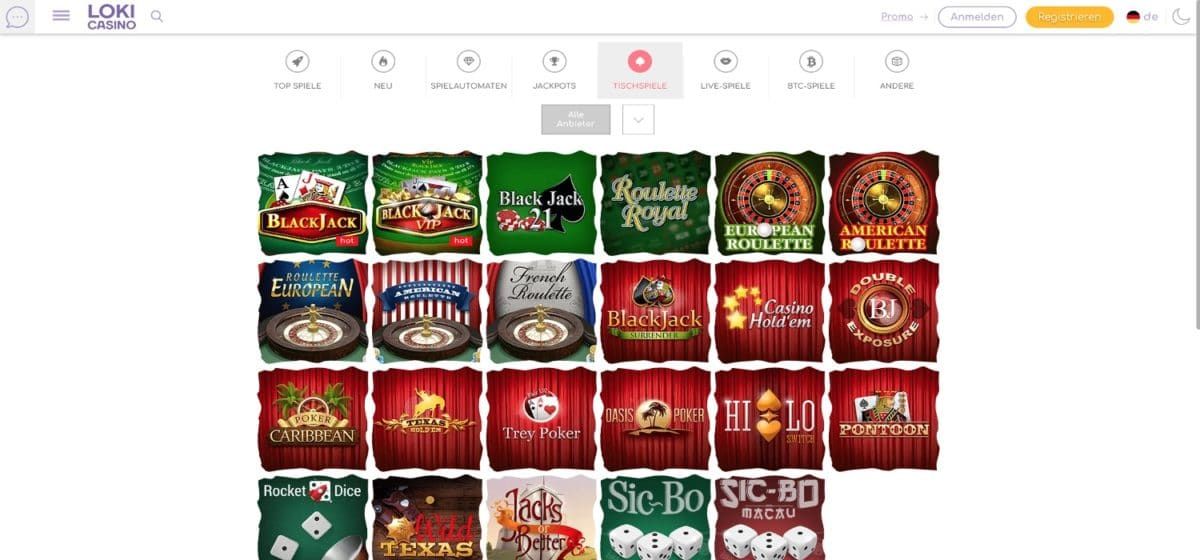 Loki Casino Tischspiele