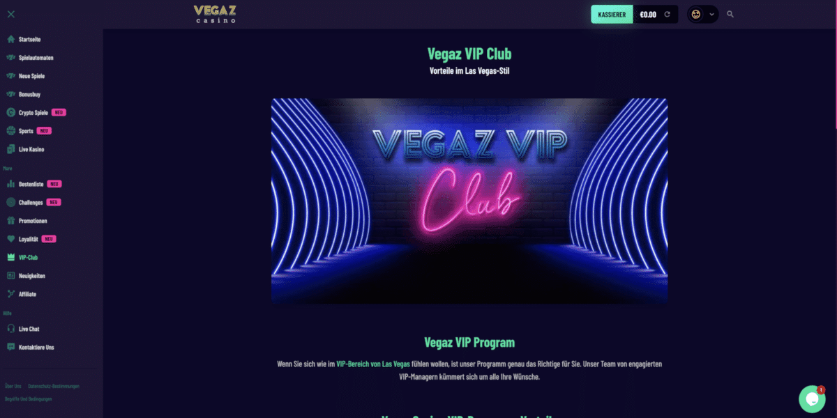 Vegaz Casino VIP