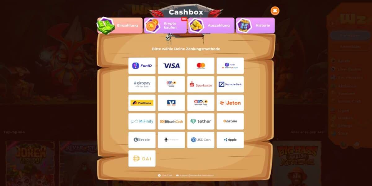 Wazamba Casino Einzahlen
