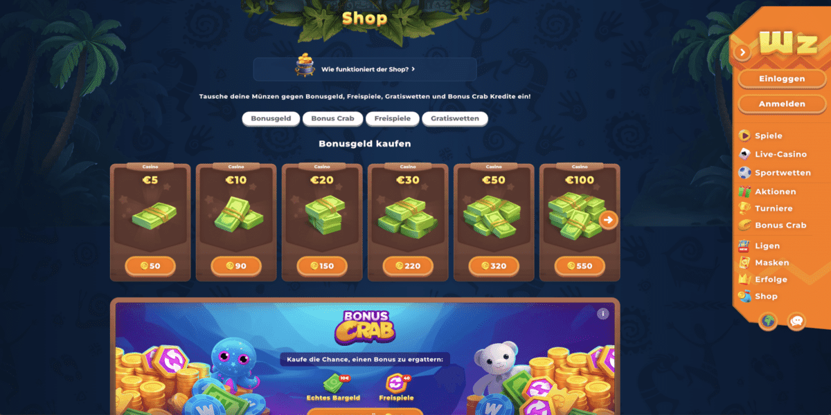 Wazamba Casino Shop