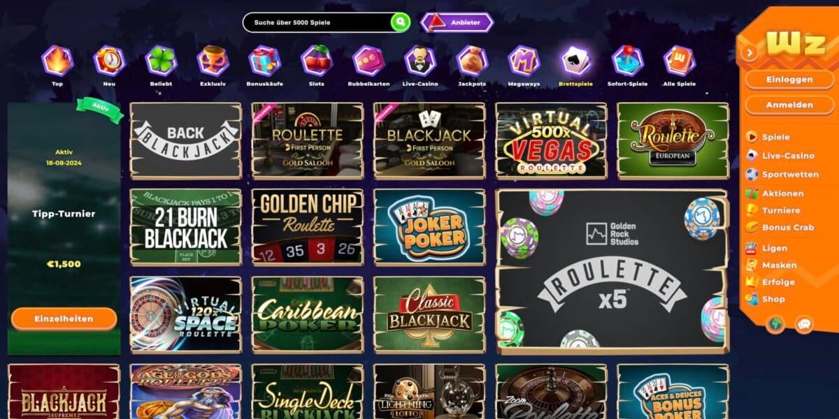 Wazamba Casino Tischspiele