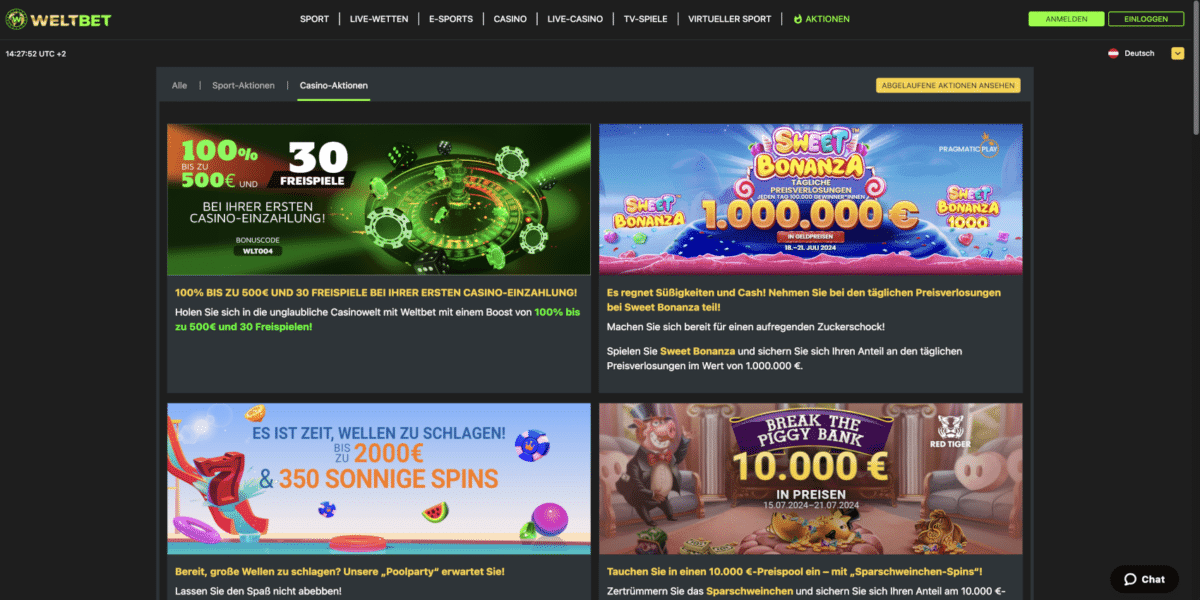 Weltbet Casino Aktionen