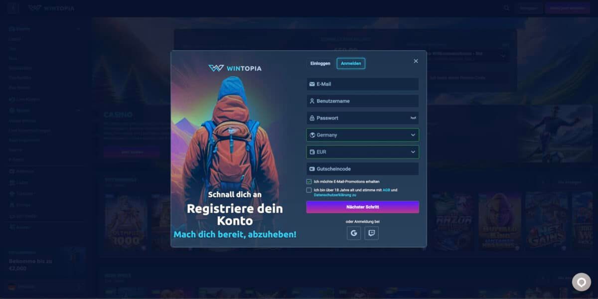 Wintopia Casino Registrieren