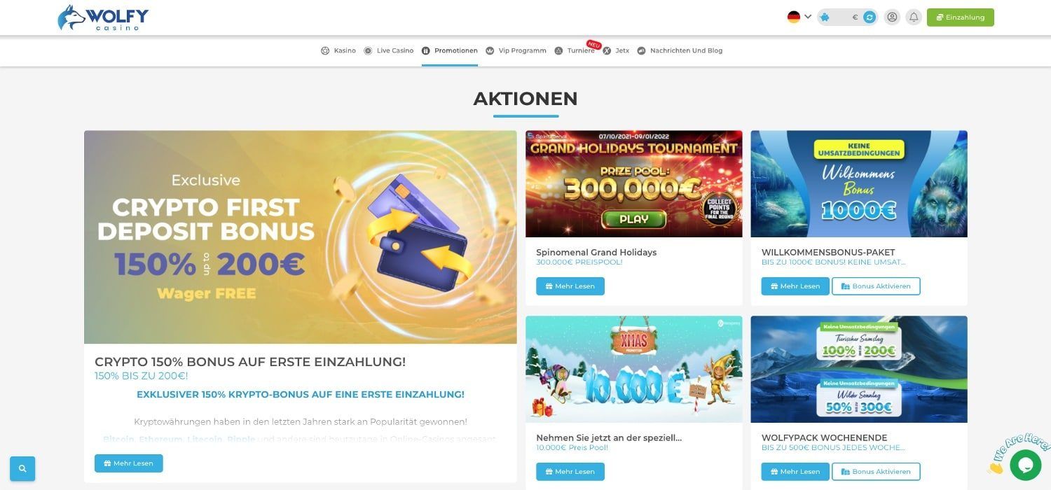 Wolfy Casino Aktionen