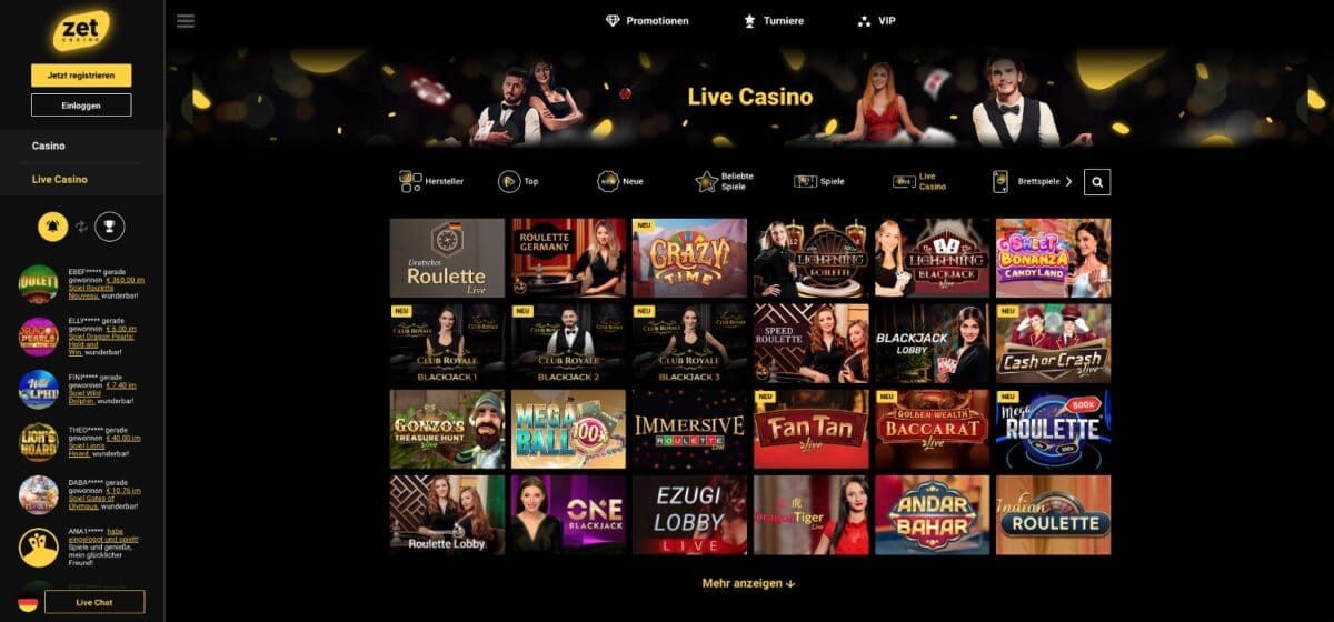 ZetCasino Live Casino